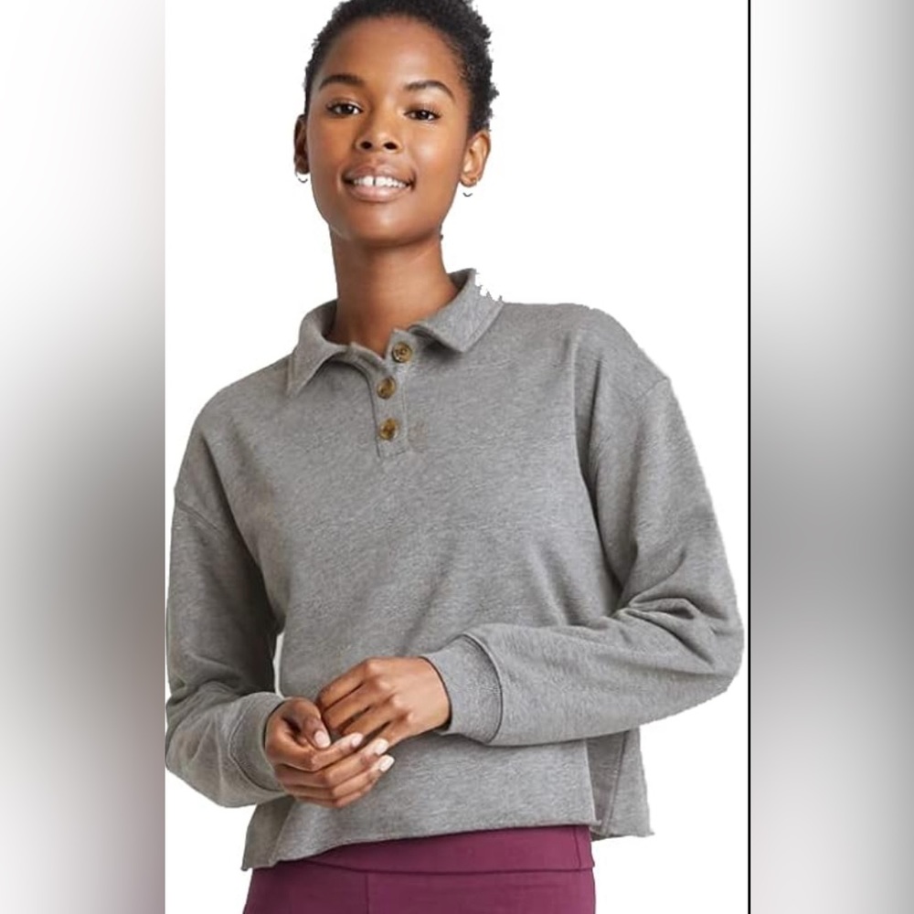 Wild Fable Women's Cropped Polo Shirt -  Gray, Size XXL NWT